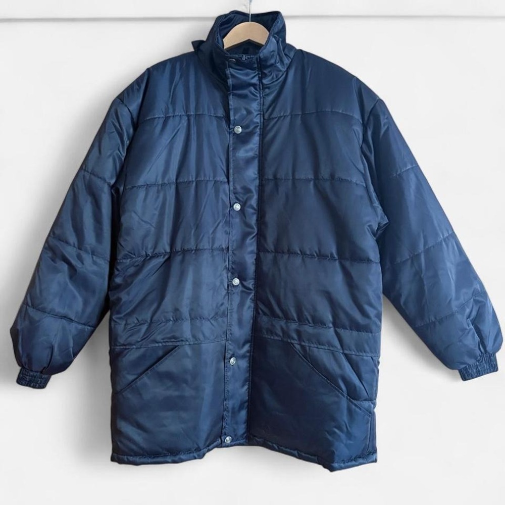 Jon Lauren Puffer Jacket Coat Vintage 90s Y2K Blank Navy Blue Men's XL Nylon